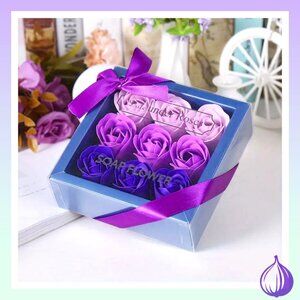 PURPLE SOAP ROSES - SUBTLE SCENT - ROSE SOAP - 9 ROSES